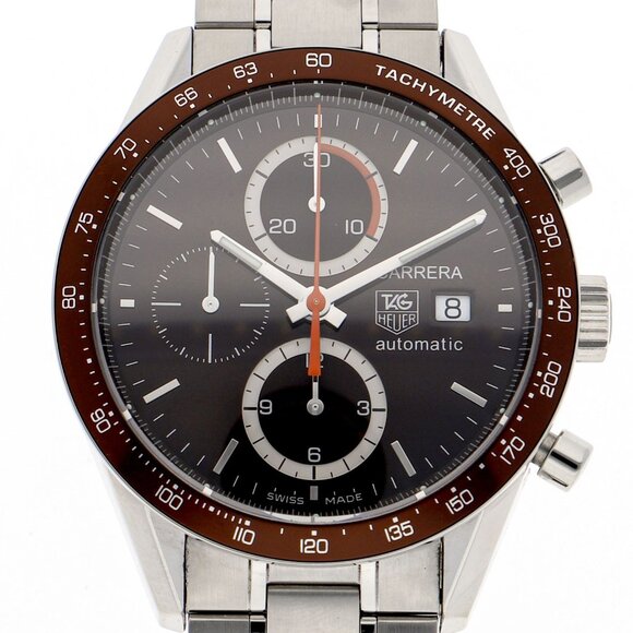 WATCH TAG HEUER CV2013.BA0794 Carrera Brown SS AT - Picture 1 of 9